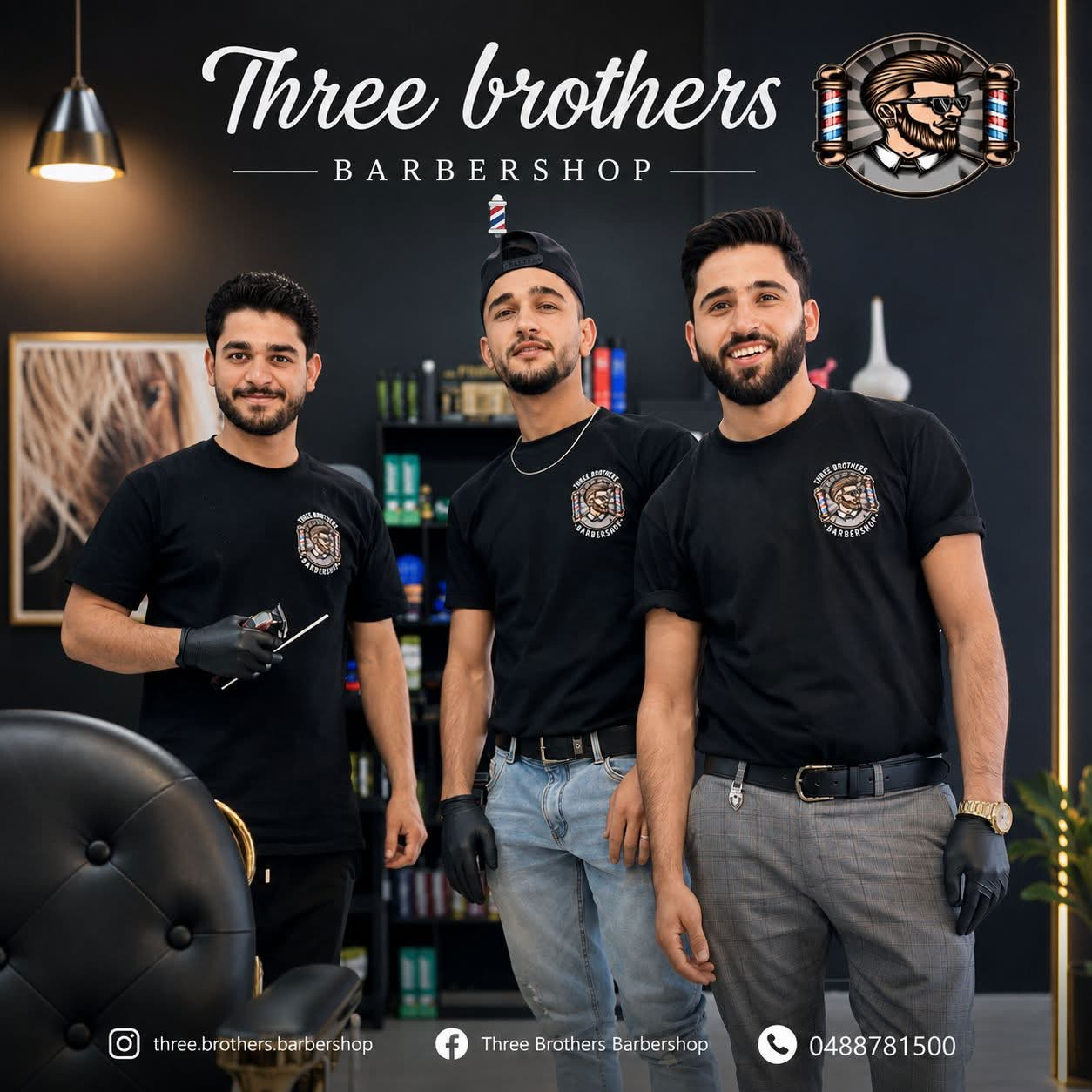 The three brothers of Three Brothers Barbershop in Mildura